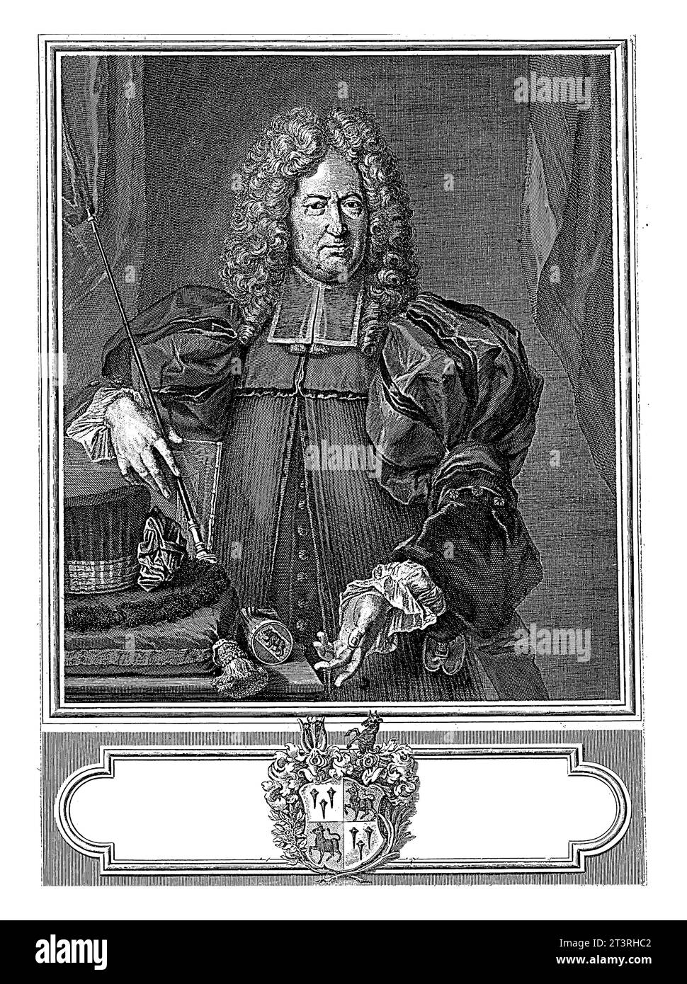 Portrait of Johann Friedrich Willading, Benoit Audran (I), after Johann Rudolf Huber (1668-1748), 1718 - 1721 Stock Photo