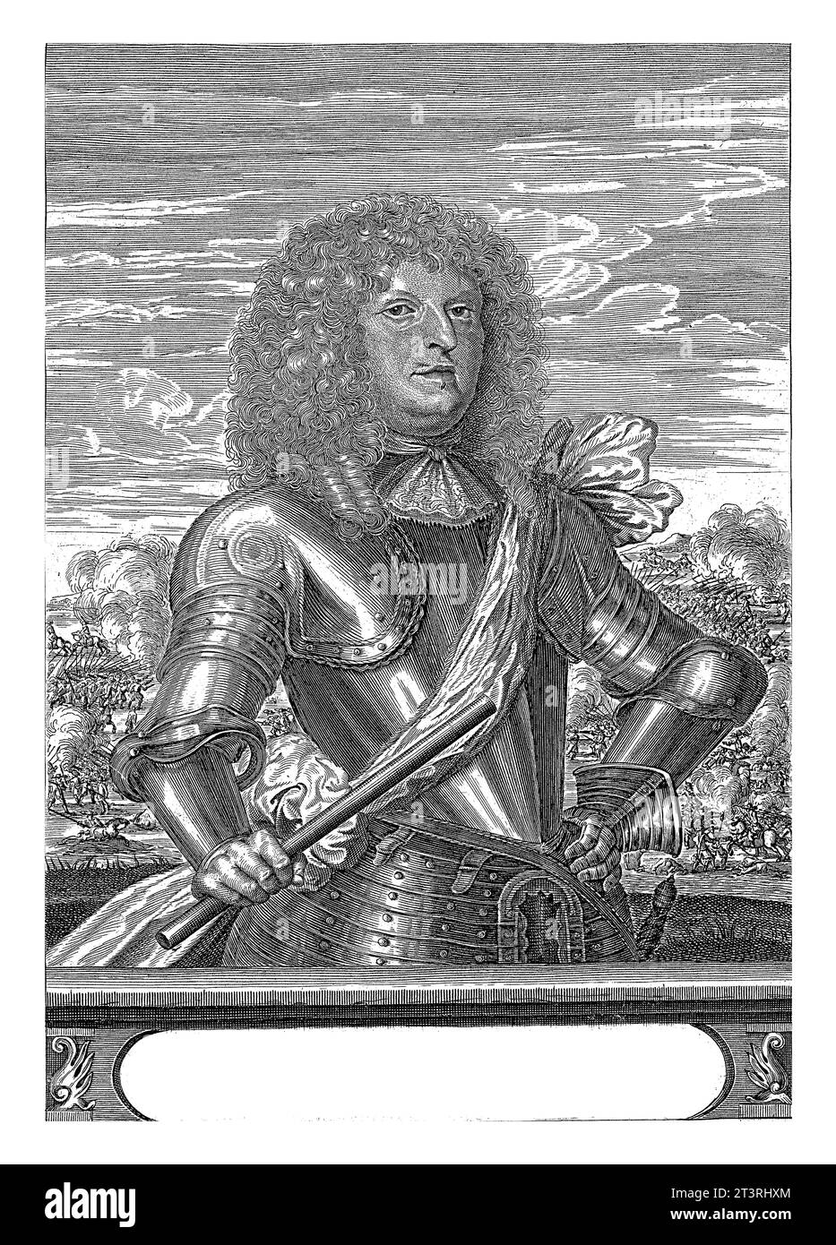 Portrait of Frederick IV of Baden, Christian Hagen, c. 1663 - 1695 Portrait to the right of Frederick of Baden, dressed in armour over a sash. Stock Photo