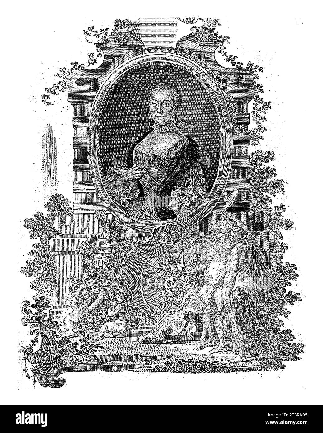 Portrait of Catherine the Great, Johann Esaias Nilson, 1731 - 1788, vintage engraved. Stock Photo