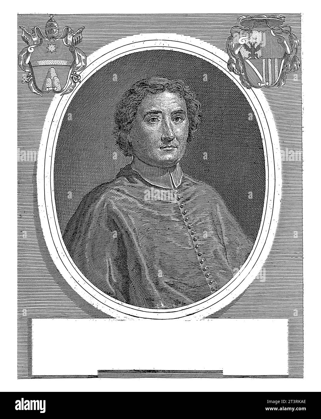 Portrait of Cardinal Pietro Priuli, Girolamo Rossi (II), after Francesco Trevisani, 1706 - 1762, vintage engraved. Stock Photo
