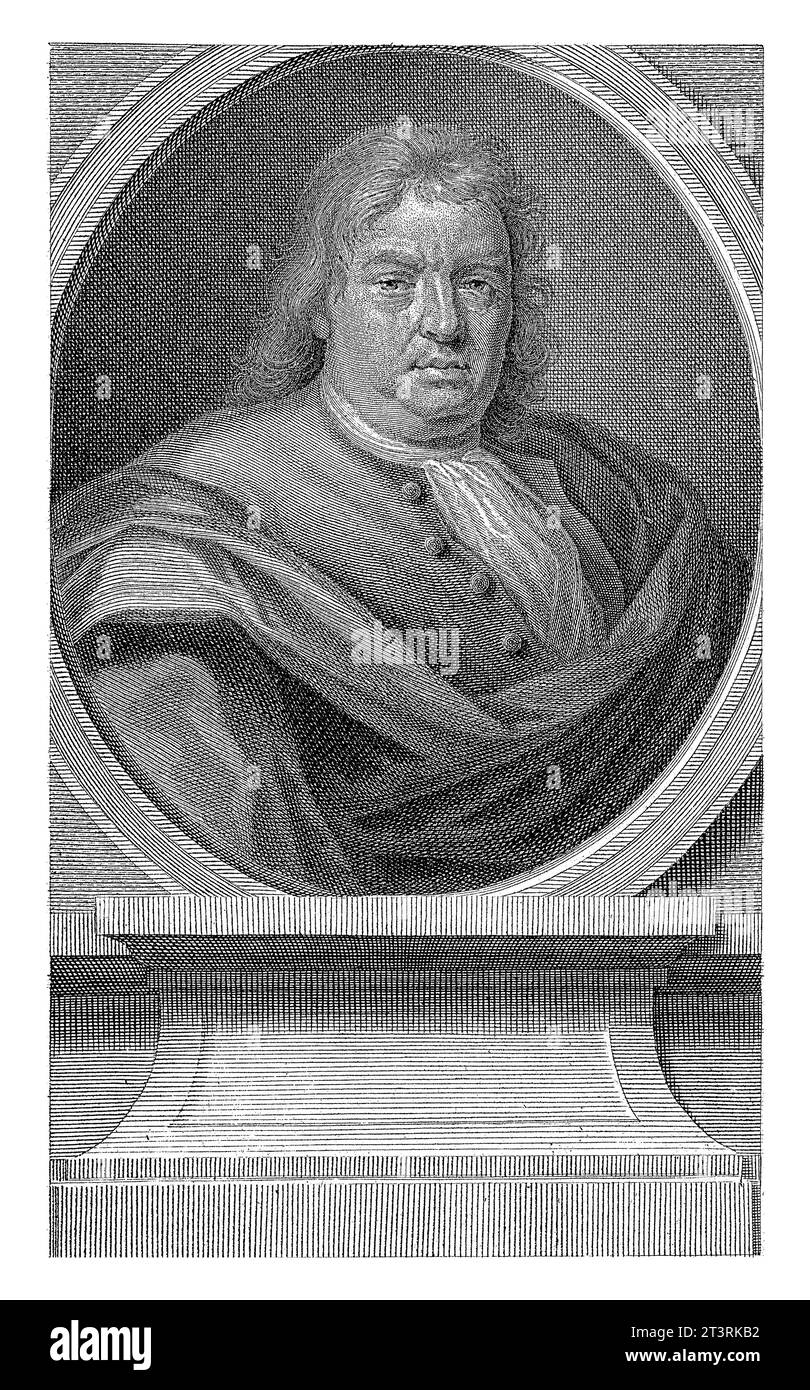 Bust of Claes Bruin in an oval, the portrait resting on a pedestal