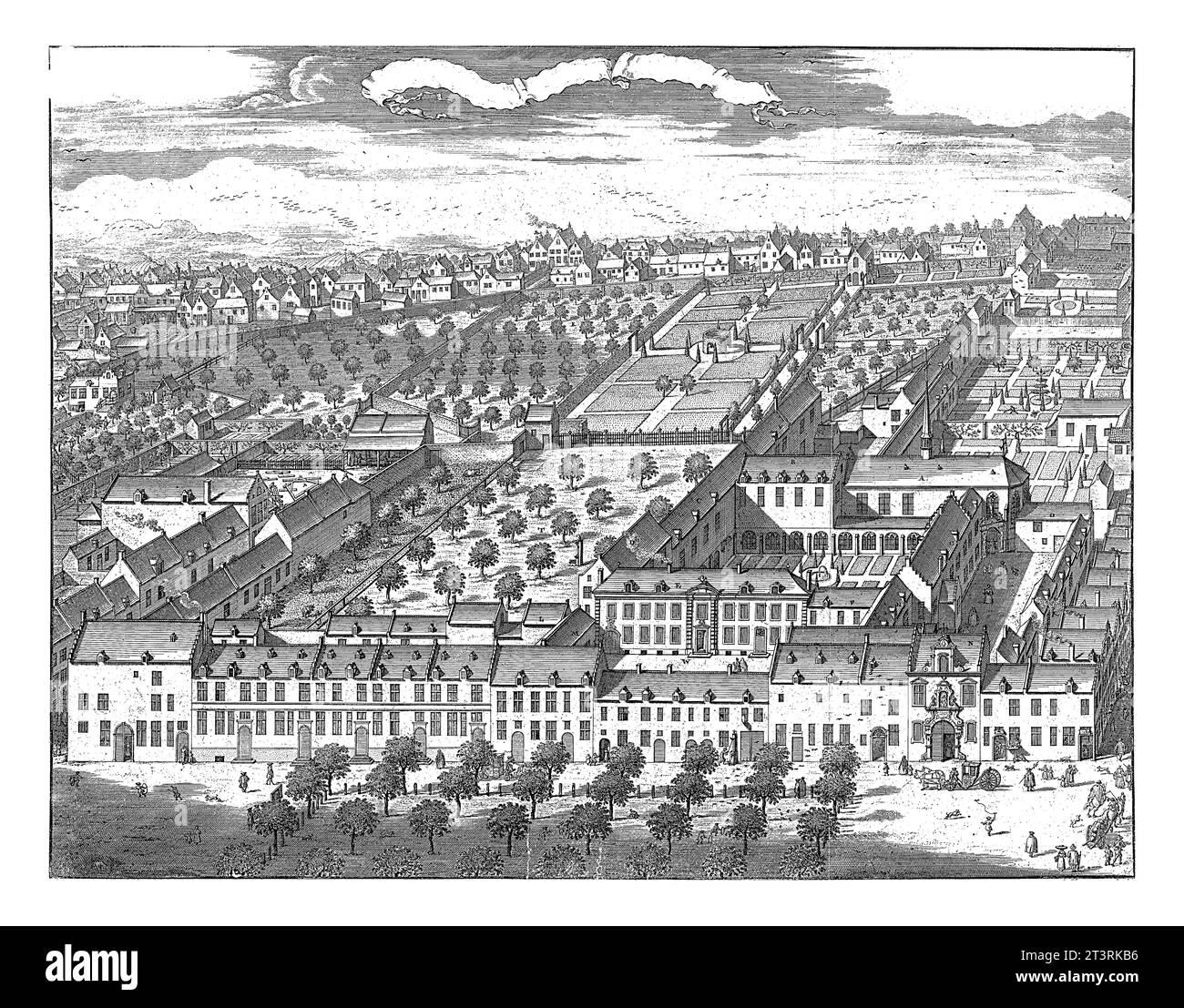 Regularissen Monastery Jericho, Brussels, Jacobus Harrewijn, 1682 - 1730 A bird's eye view of the complex of the Regularissen Monastery Jericho in Bru Stock Photo