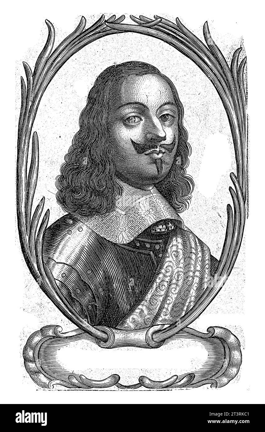 Portrait of Ludovicus ab Haro, Frederik Bouttats (the Elder), 1646 - 1676 Portrait in oval frame of Louis van Haro, Marquess of Carpio and nephew of C Stock Photo