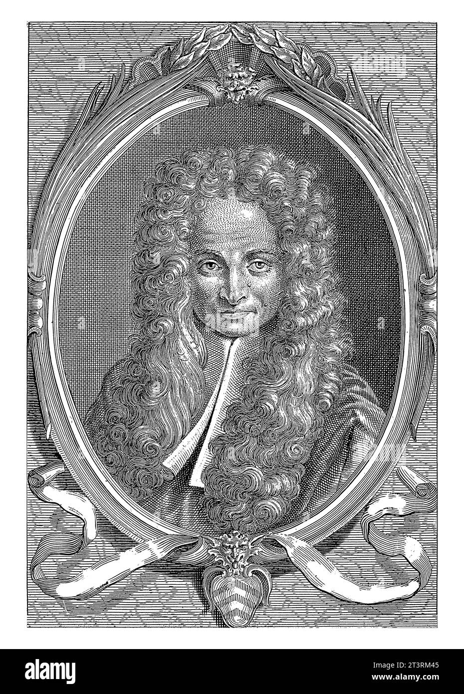 Portrait of poet and senator Vincenzo da Filicaja, Cosimo Mogalli, after Giovanni Camillo Ciabilli, 1677 - 1730, vintage engraved. Stock Photo
