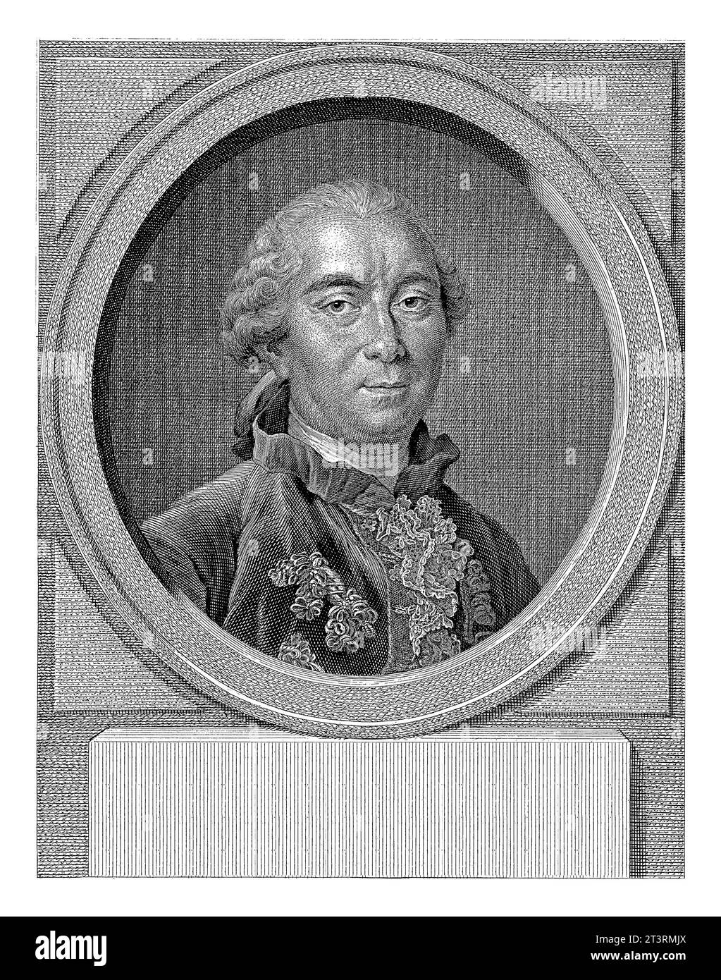 Portrait of Georges Louis Leclerc Count de Buffon, Jacob Houbraken, after Drouais, 1774 Bust to the right of Georges Louis Leclerc Count de Buffon in Stock Photo