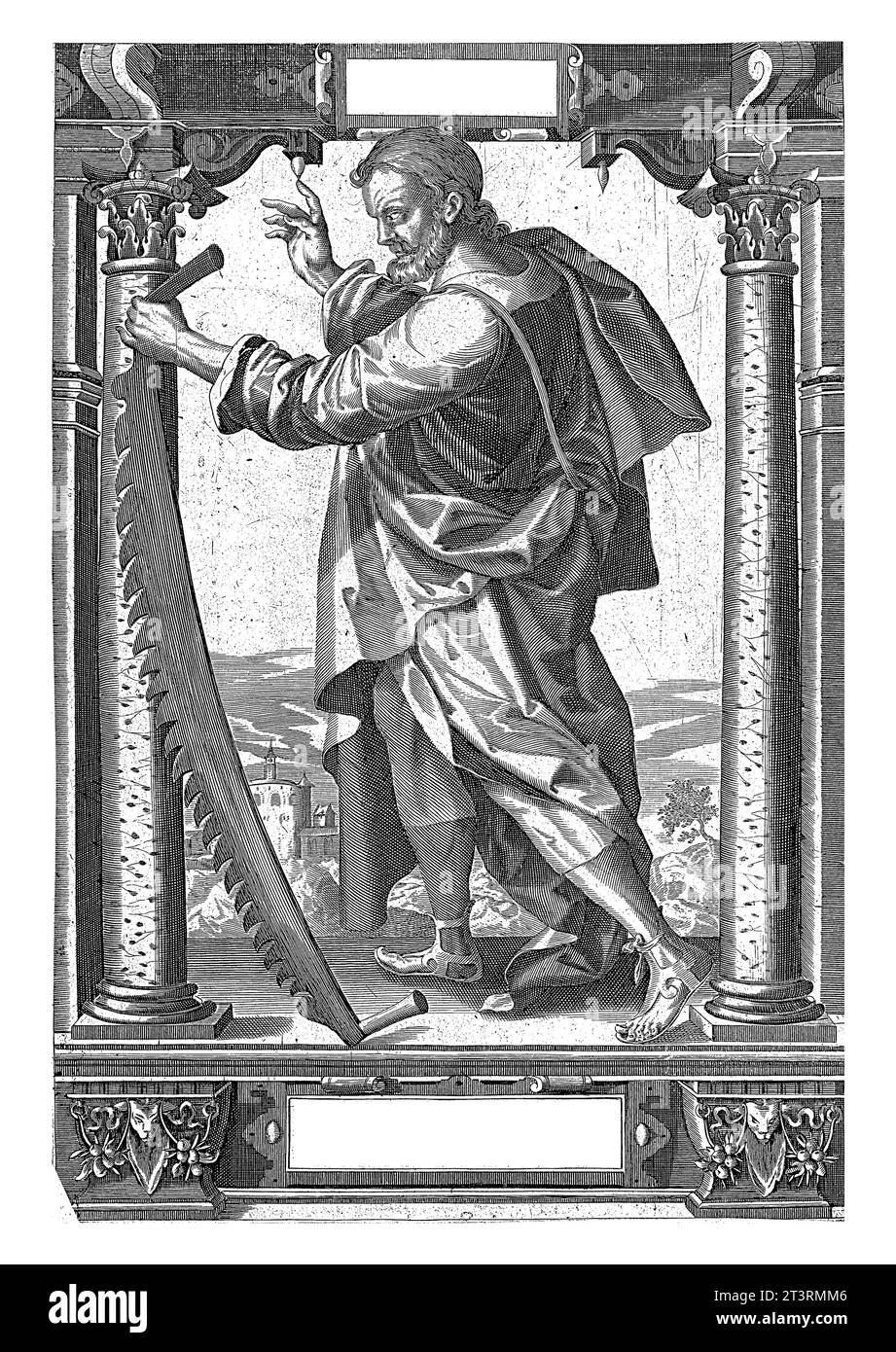 Simon Zelotes the Apostle, Dietrich Kruger, 1614, vintage engraved. Stock Photo