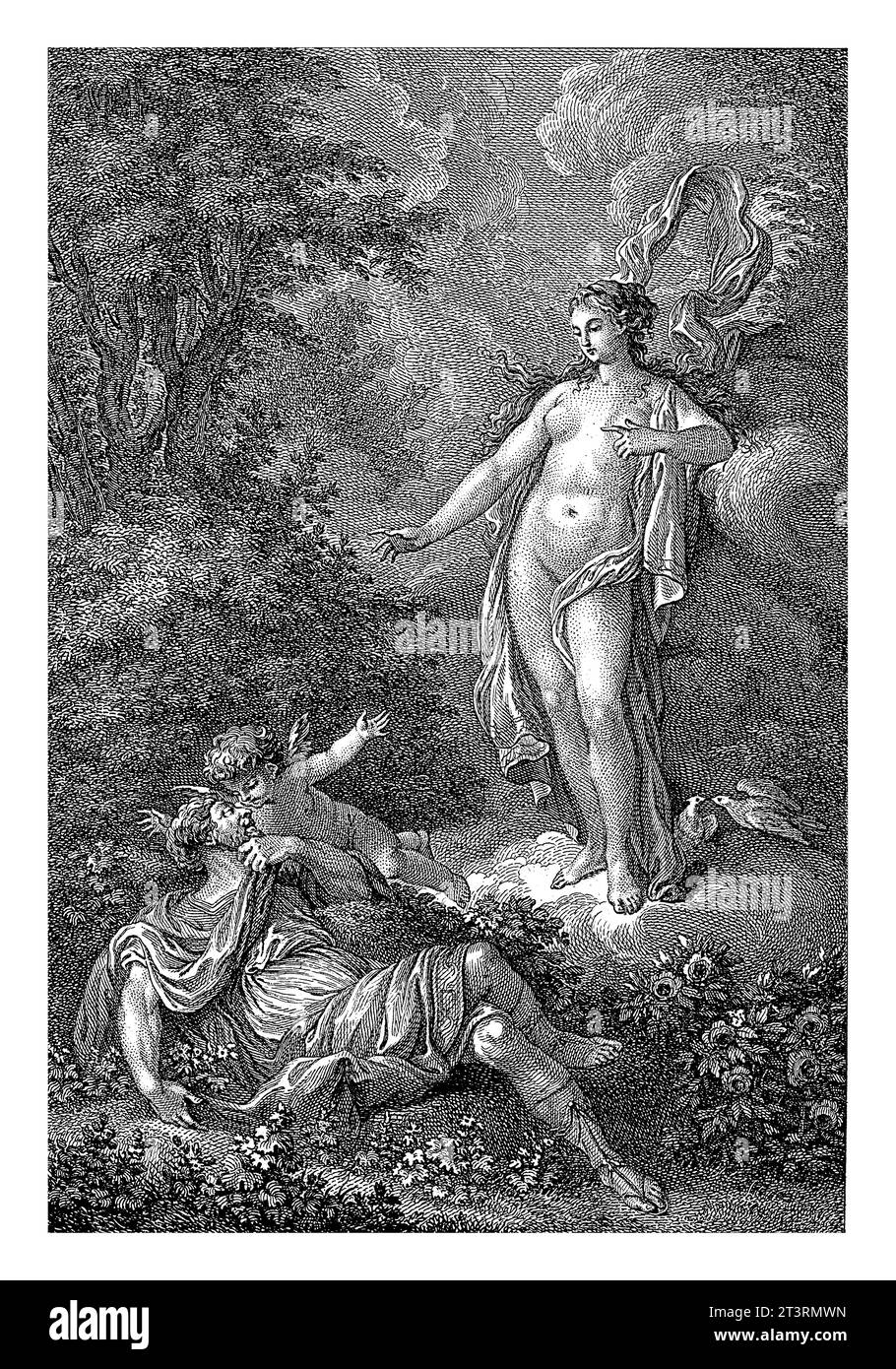 Pygmalion is visited by Venus in a dream, Emmanuel Jean Nepomucene de Ghendt, after Charles Joseph Dominique Eisen, 1748 - 1815 Stock Photo