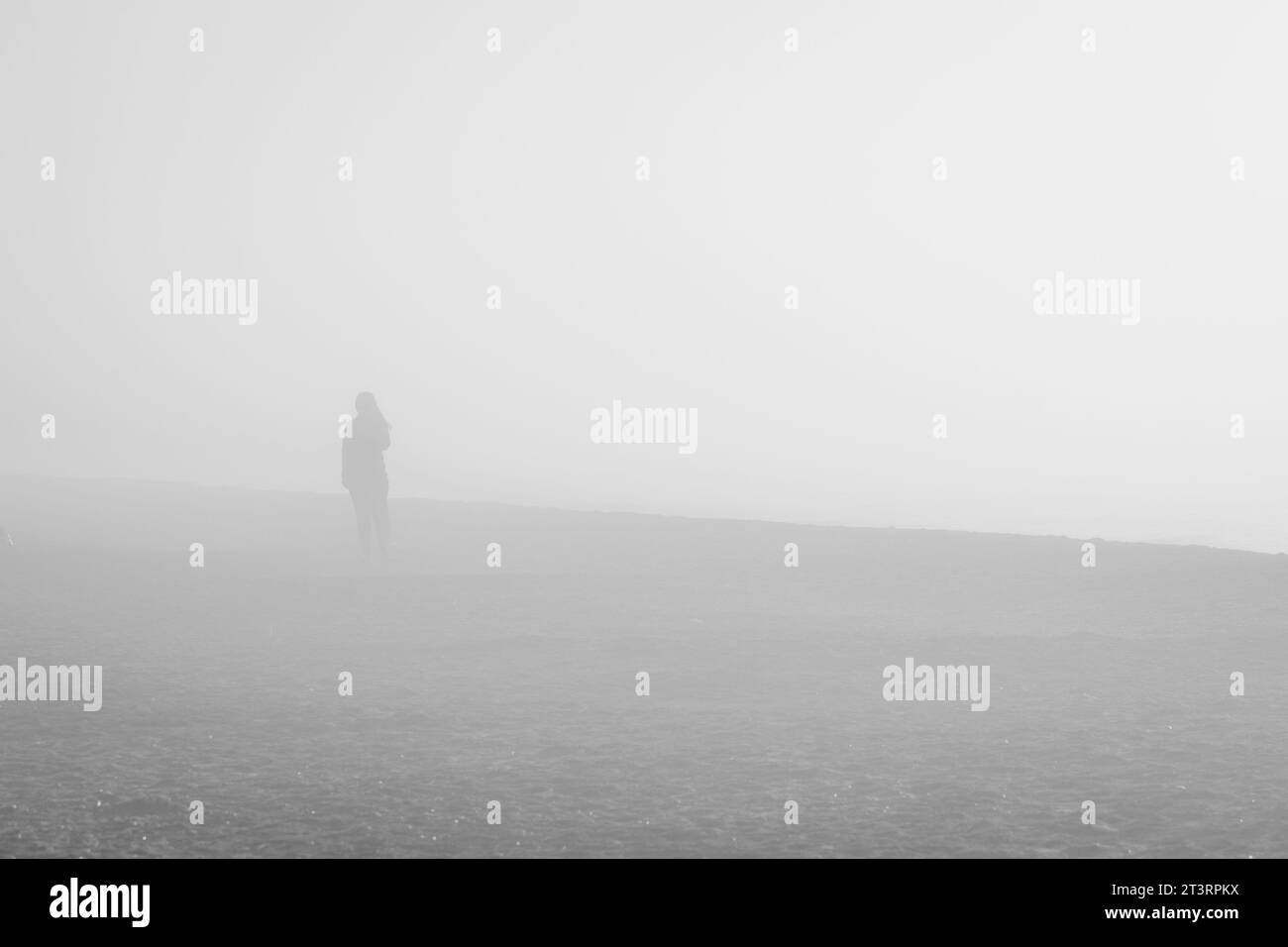 sunrise with fog at sea Stock Photo