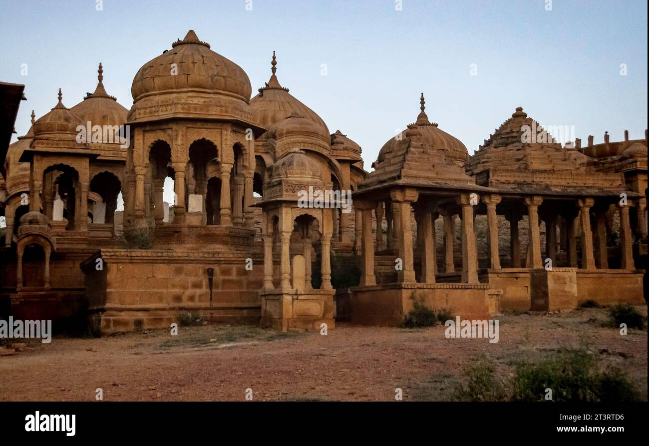 Royal Chhatri Cenotaphs in Bada Bagh, Jaisalmer, Rajasthan, India Stock ...