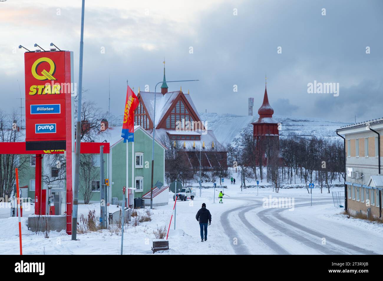 The view of Kiruna with church in the background Stock Photo