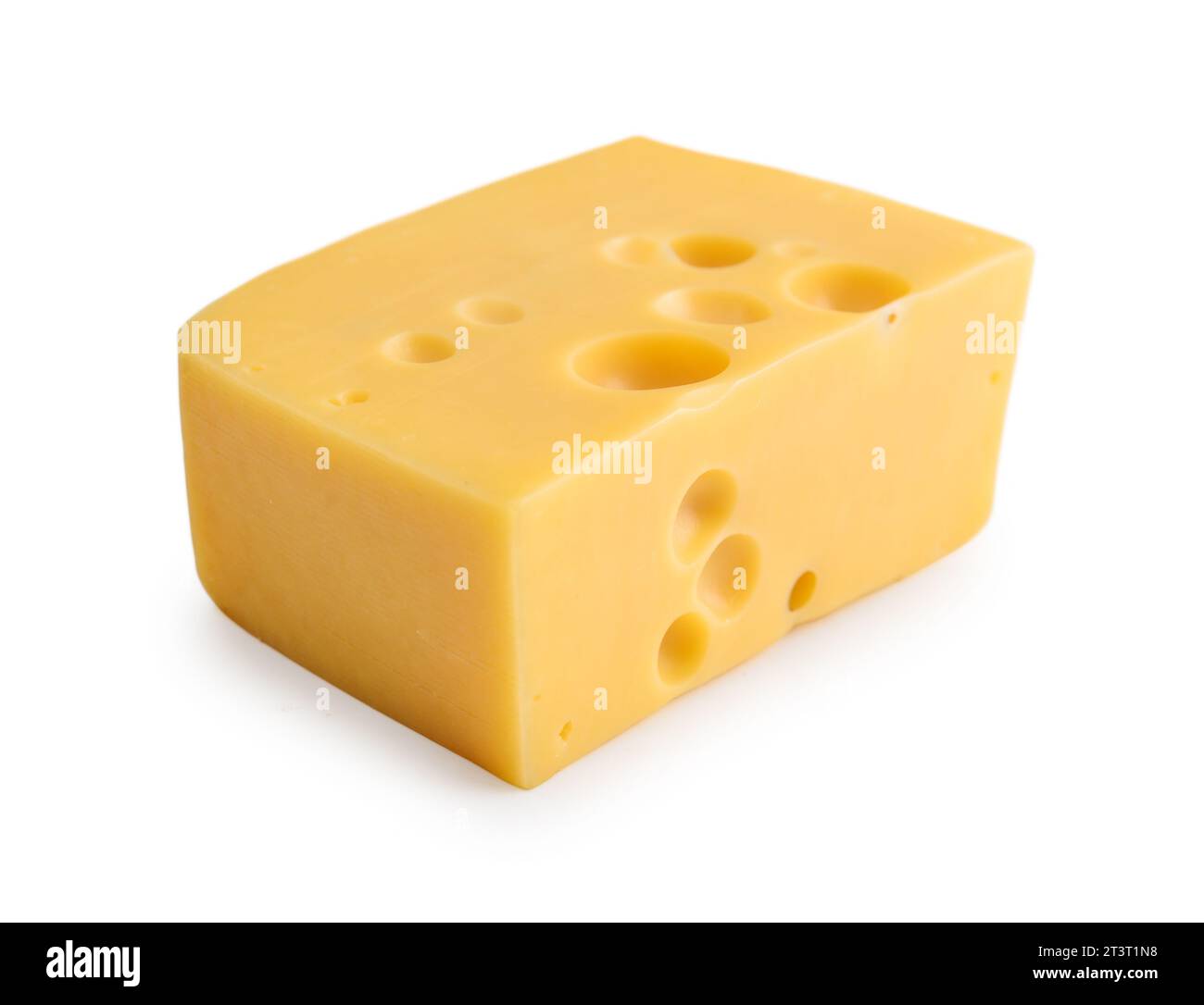 Cheese with holes large and small isolated on white background Stock Photo