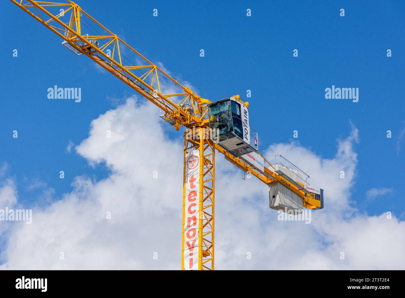 Construction crane on waterfront, Marina do Funchal, Funchal, Madeira, Portugal Stock Photo