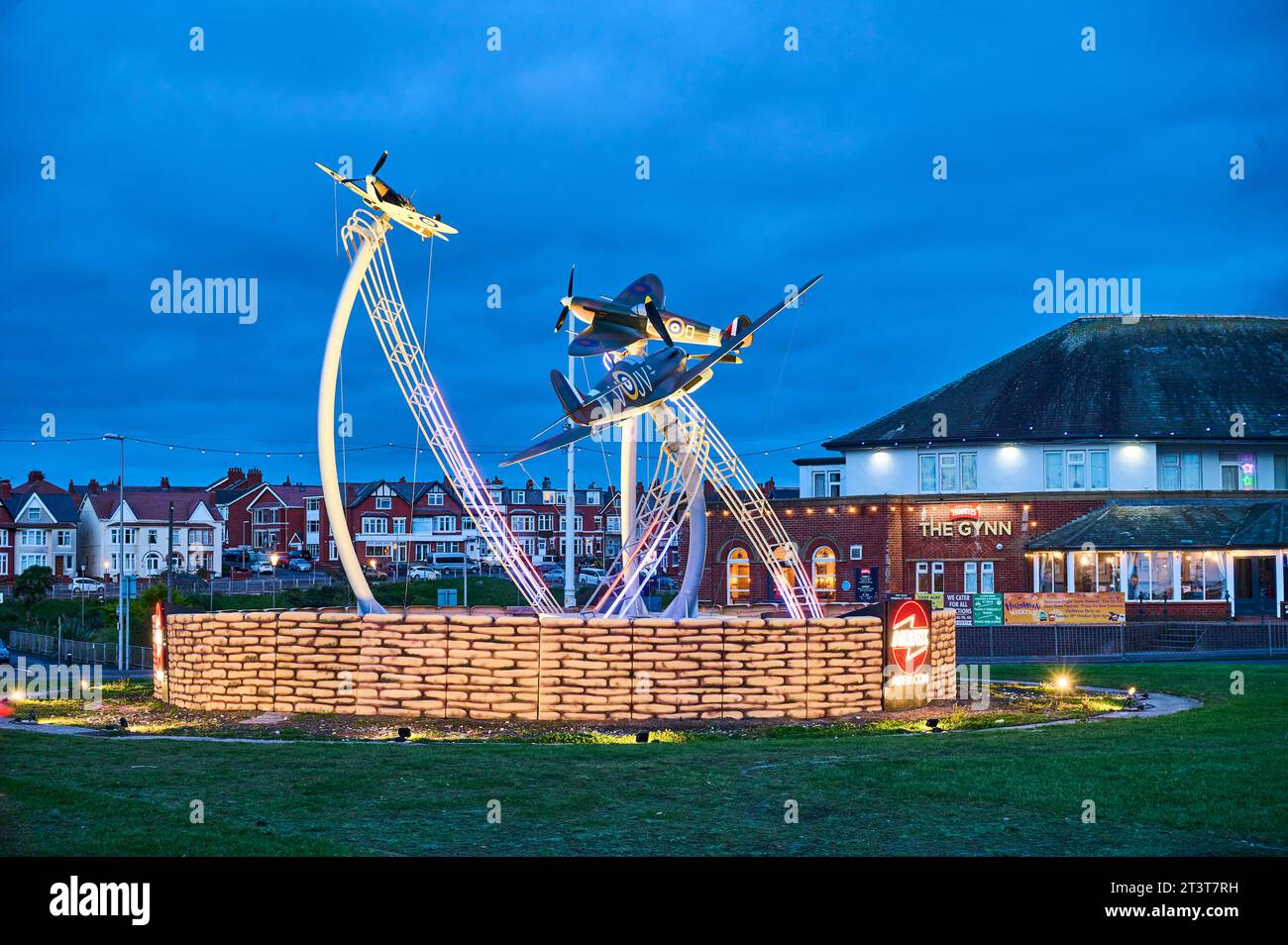 Blackpool illuminations tribute to the Spitfire airplane Stock Photo