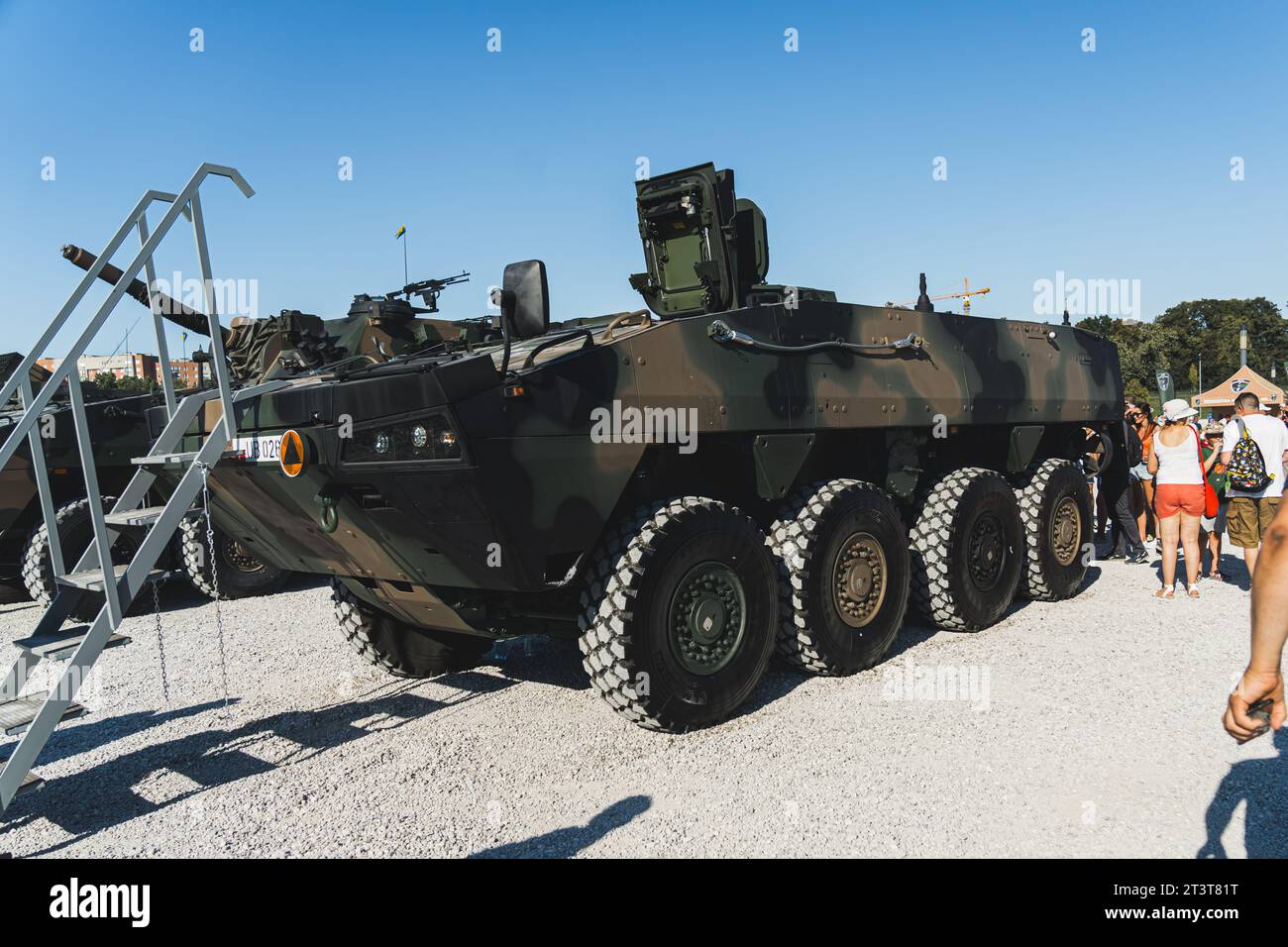 16.08.2023 Warsaw, Poland. Modern military vehicles displayed at the demonstration. Polish military parade, open-air. Patriotism concept. Infantry Fighting Vehicle. High quality photo Stock Photo
