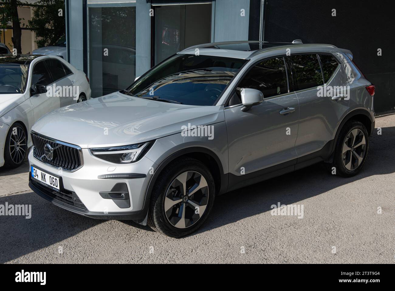 ISTANBUL, TURKEY - SEPTEMBER 17, 2023: Volvo XC40 - the first subcompact SUV made by Swedish carmaker. Under the bonnet of this T5 AWD model is a 2.0- Stock Photo