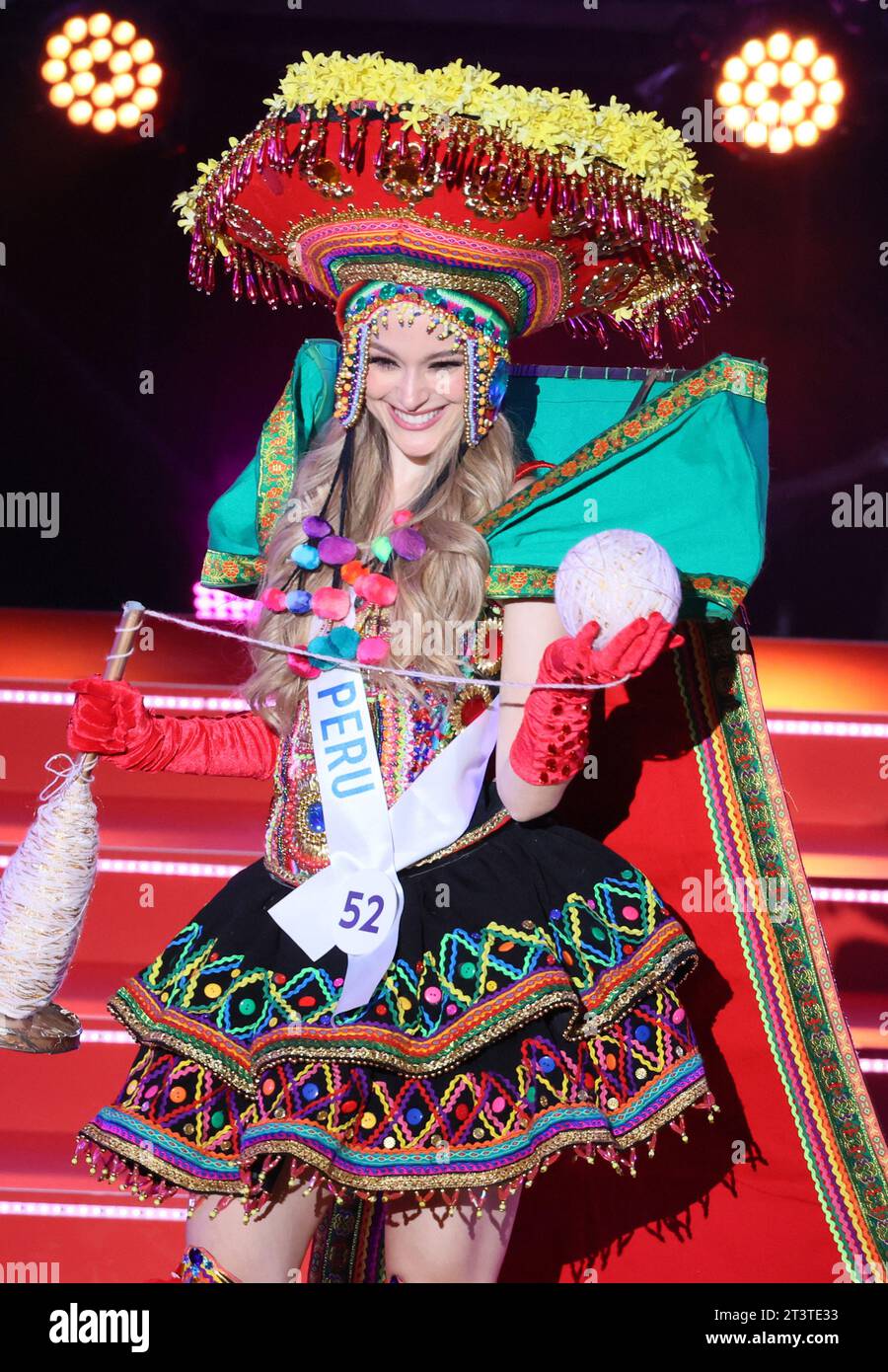 Tokyo, Japan. 26th Oct, 2023. Miss Peru Camilia Diaz Daneri in national costume poses at the 61st Miss International beauty pageant in Tokyo on Thursday, October 26, 2023. 70 contestants participaed the annual beauty contests and Camilia Diaz Daneri won the 2nd runner-up of the Miss International 2023. (photo by Yoshio Tsunoda/AFLO) Stock Photo