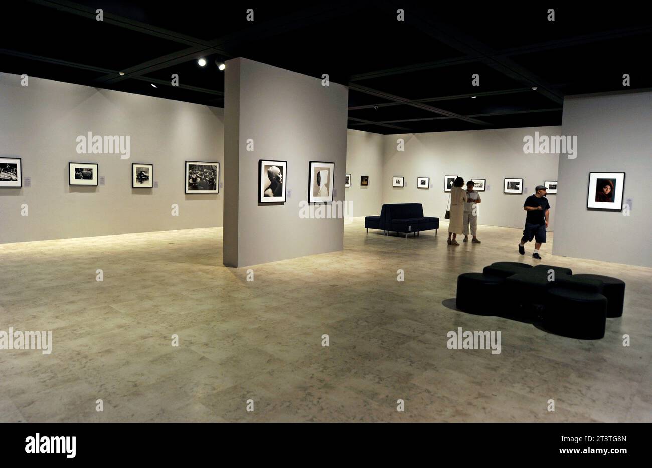 People attending the Power of Photography exhibition at the Bowers Museum, Santa Ana, California, USA Stock Photo