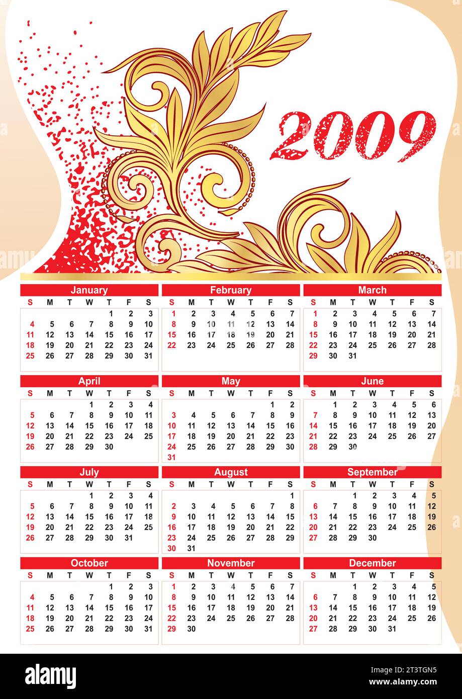 Calendar 2009 Stock Vector Images - Alamy