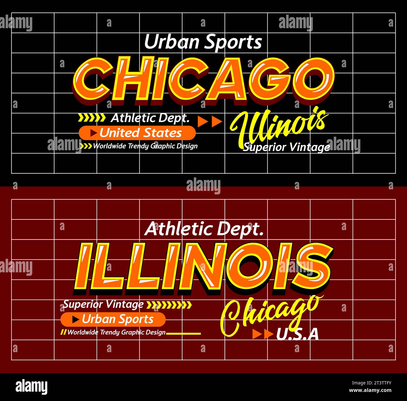 Chicago Illinois urban modern sports typeface superior vintage, typography, for t-shirt, posters, labels, etc. Stock Vector