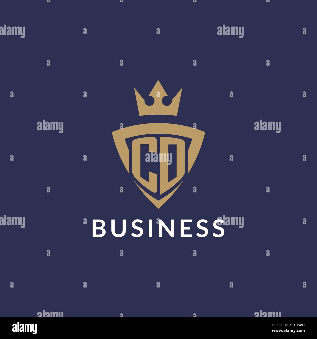 CD logo with shield and crown, monogram initial logo style vector file Stock Vector