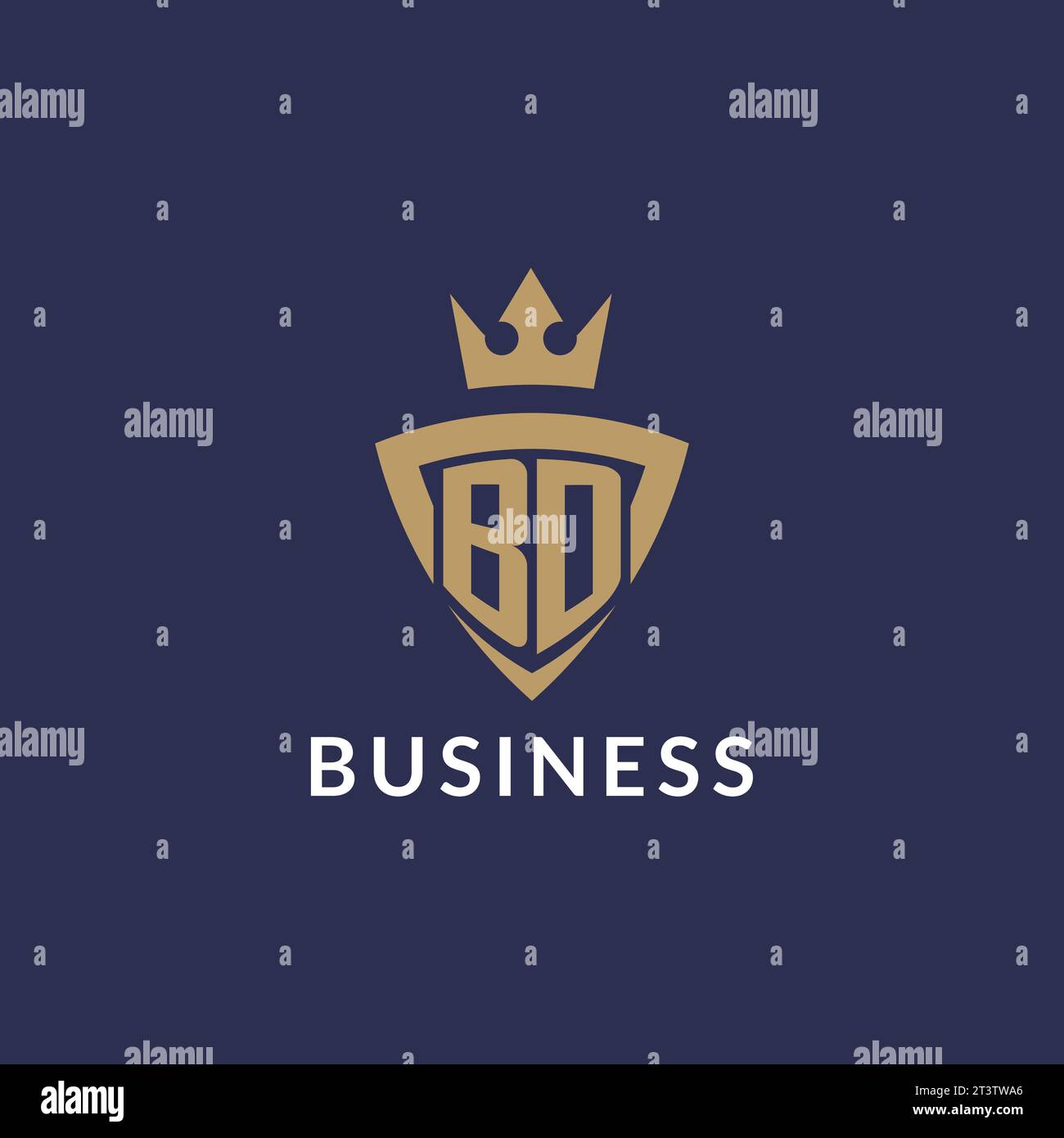 BD logo with shield and crown, monogram initial logo style vector file Stock Vector