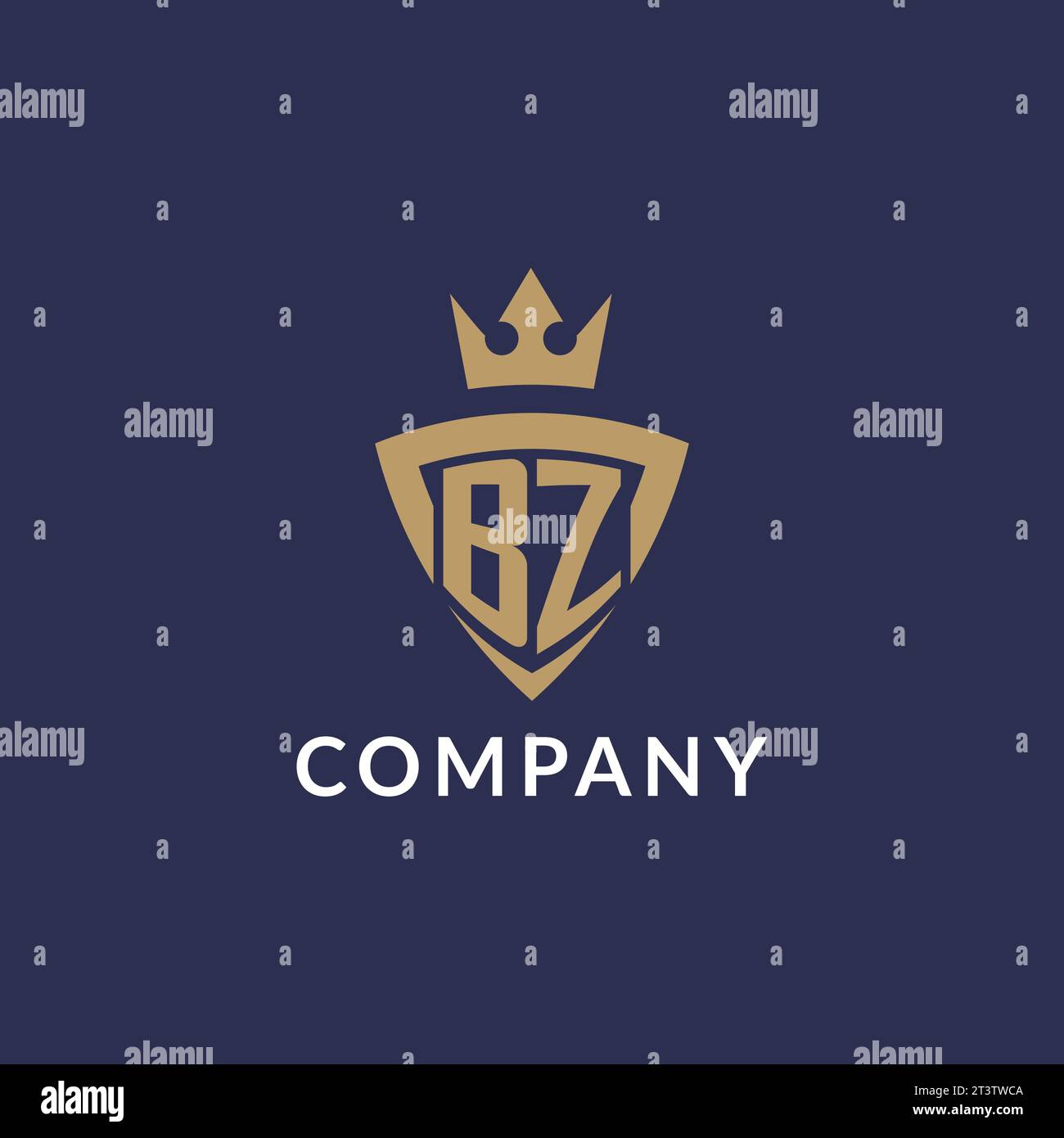 BZ logo with shield and crown, monogram initial logo style vector file Stock Vector