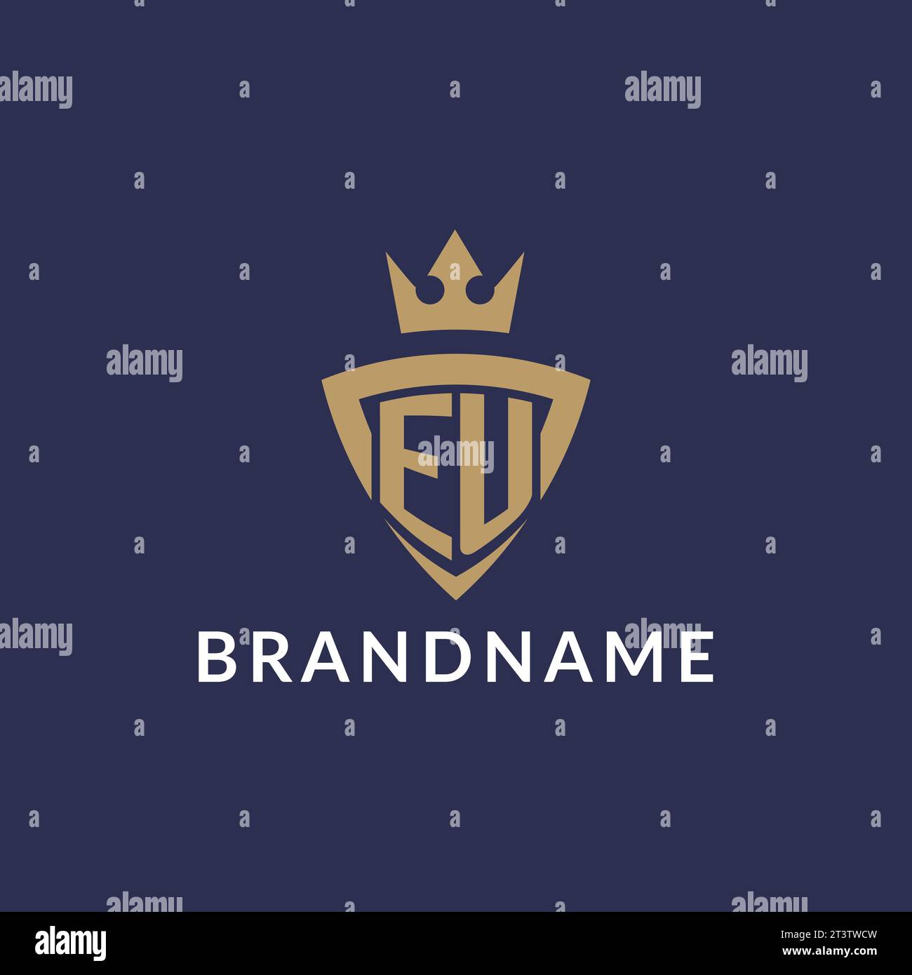EU logo with shield and crown, monogram initial logo style vector file Stock Vector