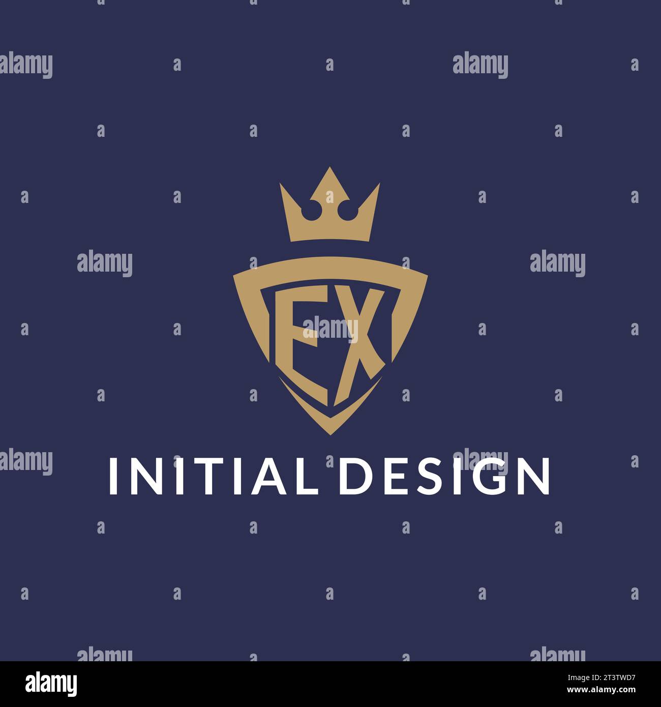 EX logo with shield and crown, monogram initial logo style vector file Stock Vector
