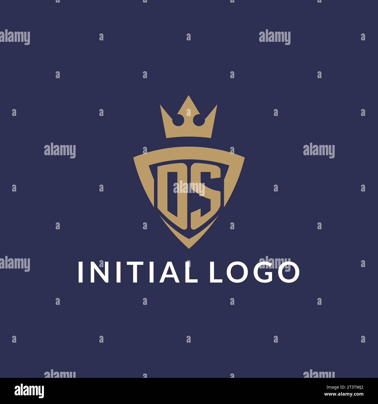 DS logo with shield and crown, monogram initial logo style vector file Stock Vector