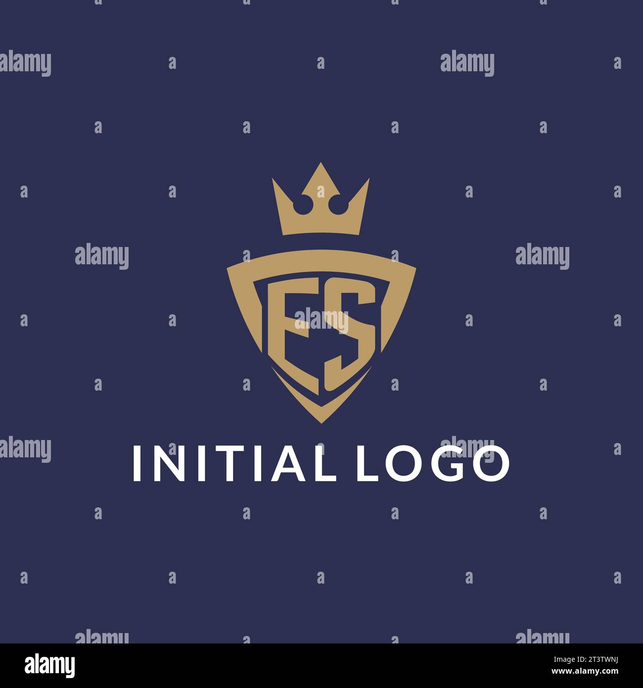 ES logo with shield and crown, monogram initial logo style vector file Stock Vector