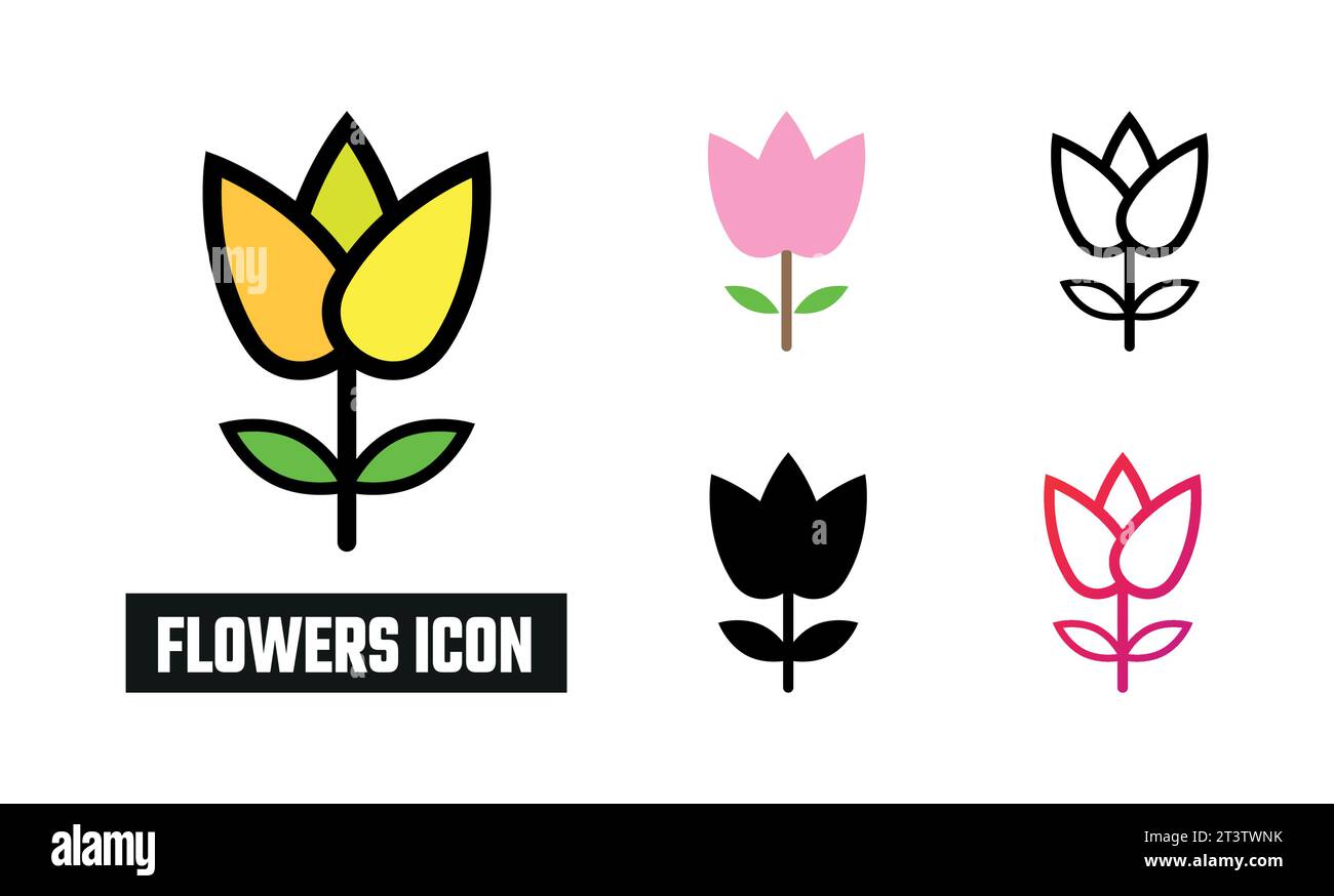 Flowers Icon Set Vector Illustration Stock Vector Image & Art - Alamy