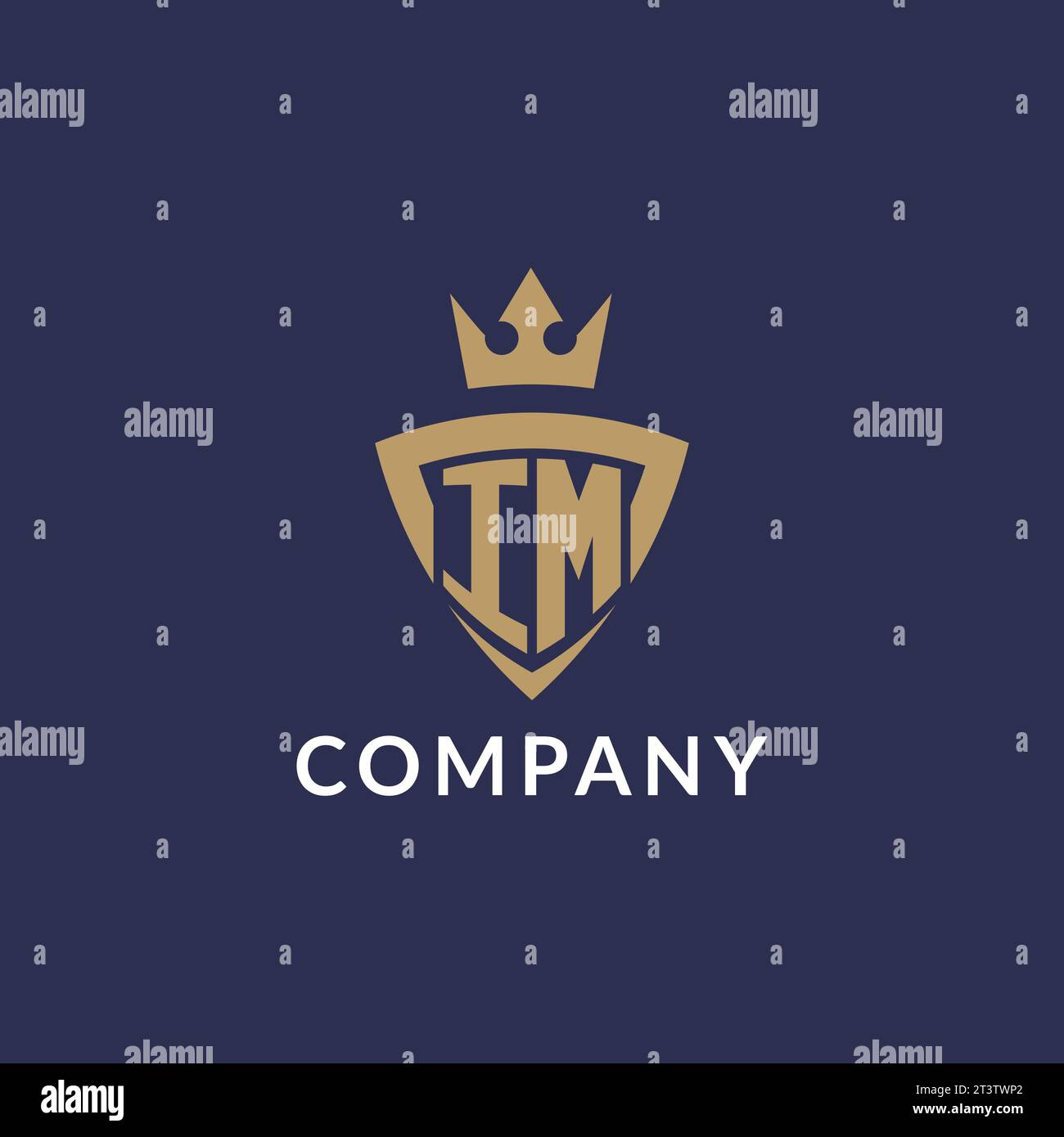 IM logo with shield and crown, monogram initial logo style vector file Stock Vector