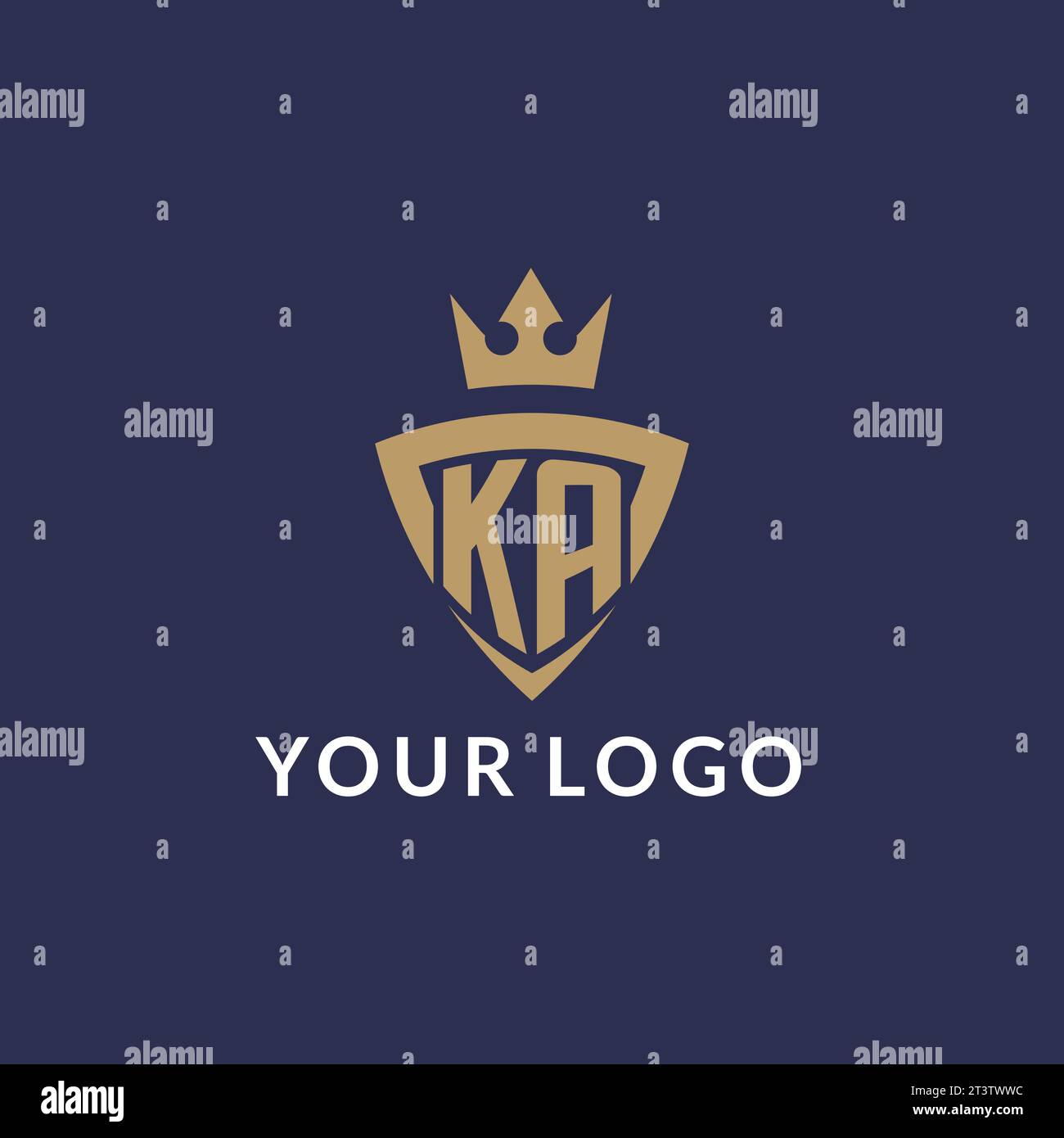 KA logo with shield and crown, monogram initial logo style vector file Stock Vector