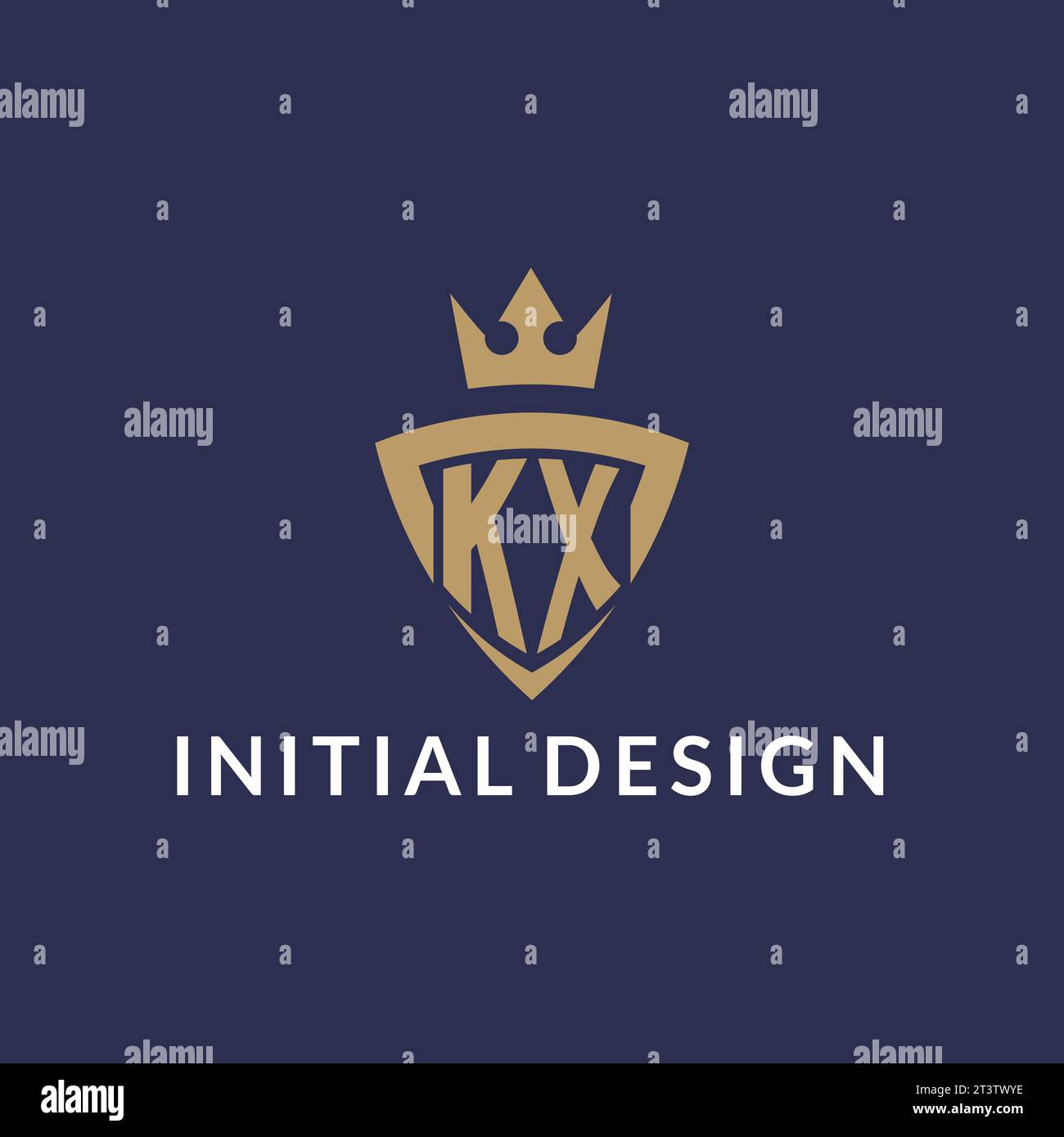 KX logo with shield and crown, monogram initial logo style vector file Stock Vector