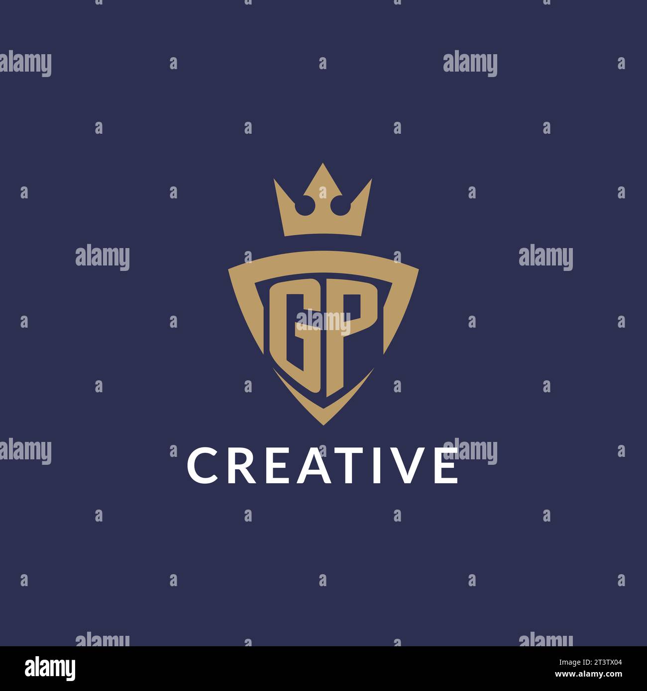 GP logo with shield and crown, monogram initial logo style vector file Stock Vector