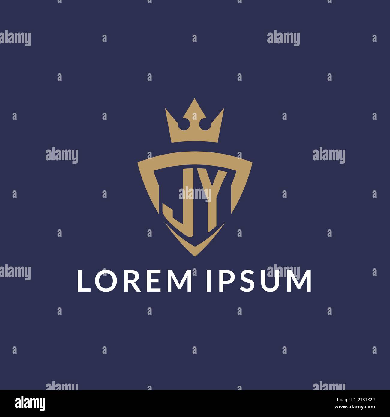 JY logo with shield and crown, monogram initial logo style vector file Stock Vector