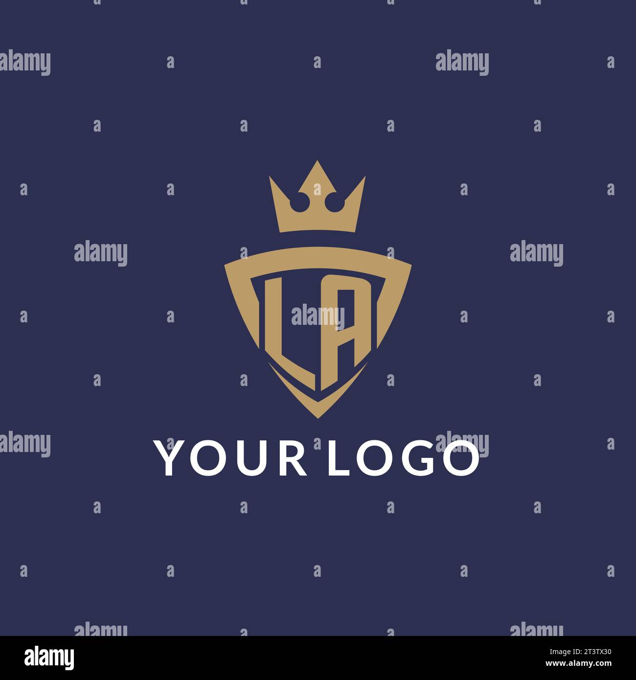 LA logo with shield and crown, monogram initial logo style vector file Stock Vector
