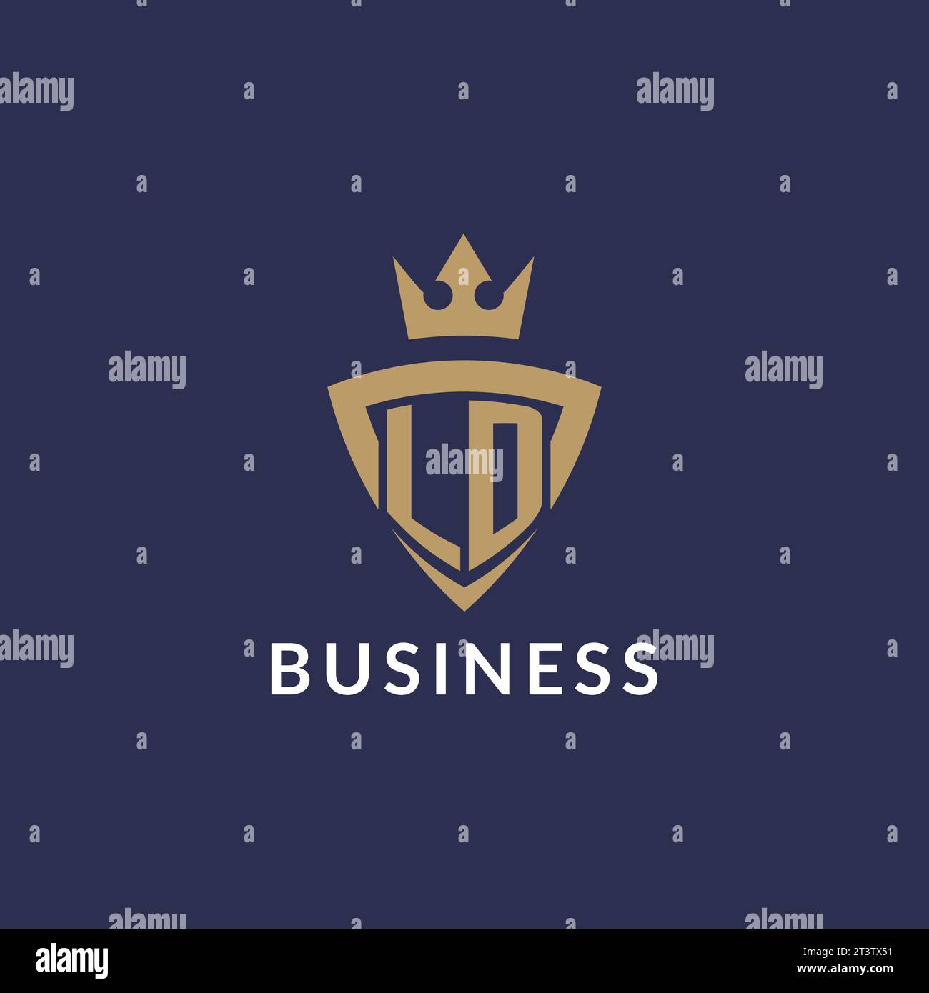LD logo with shield and crown, monogram initial logo style vector file Stock Vector