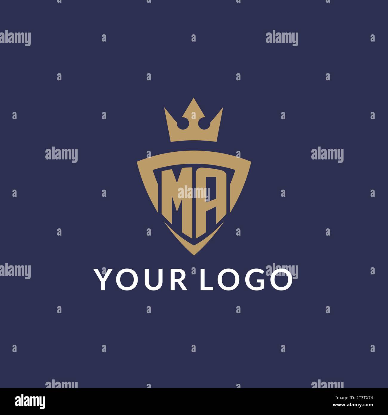 MA logo with shield and crown, monogram initial logo style vector file Stock Vector