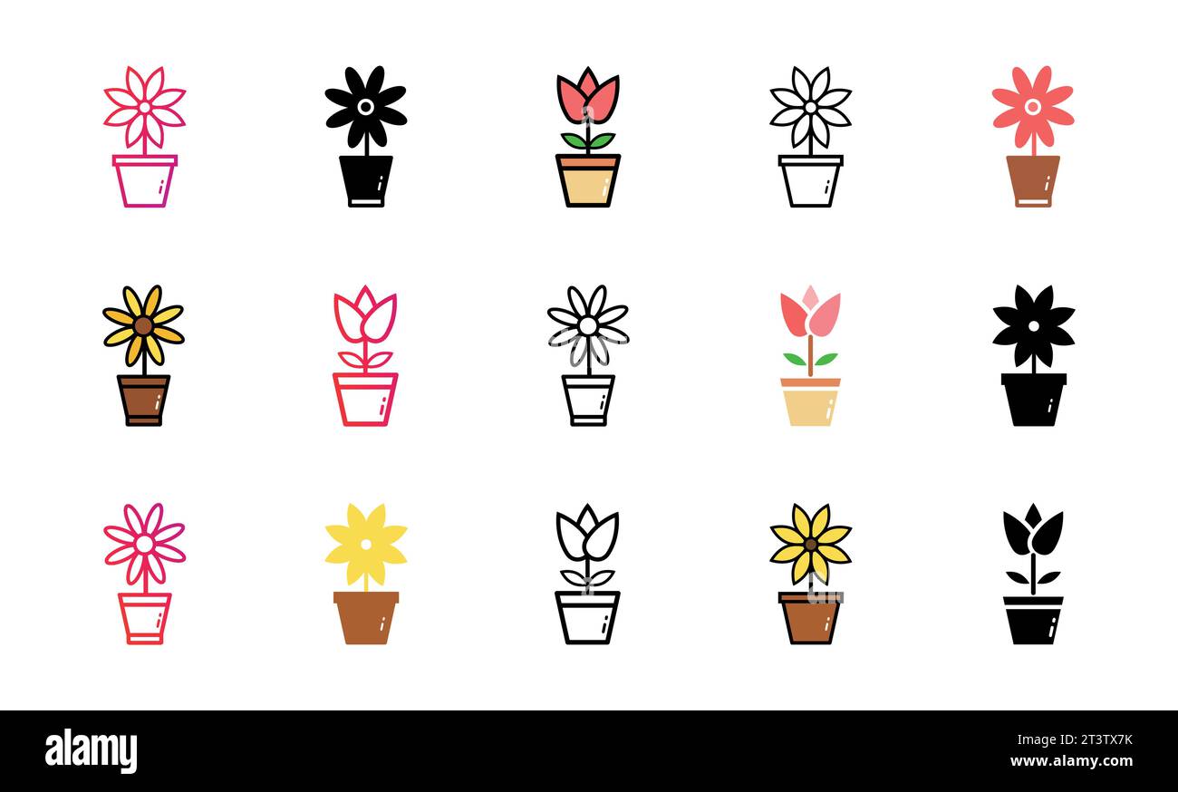 Flower pot Icon Set Vector Illustration Stock Vector Image & Art - Alamy