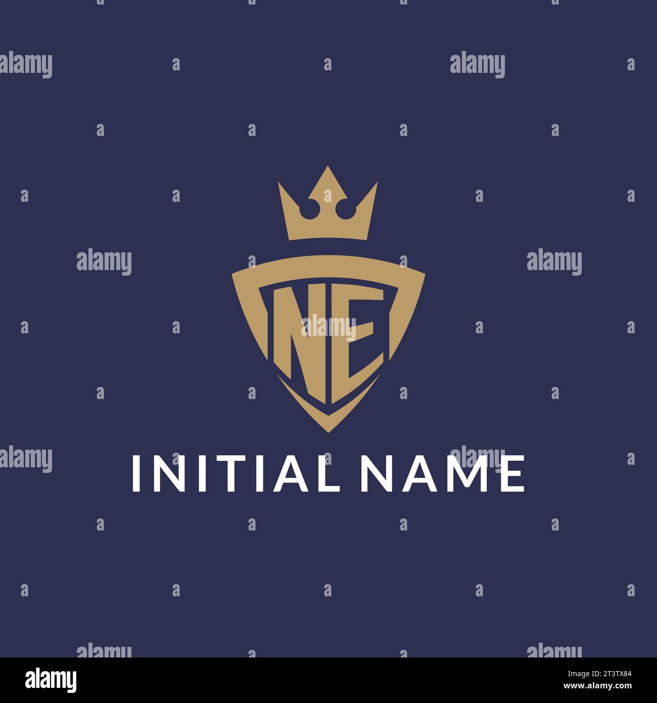 NE logo with shield and crown, monogram initial logo style vector file Stock Vector