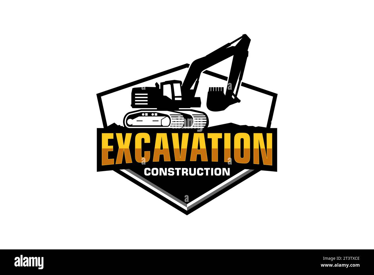 Excavator logo template vector. Heavy equipment logo vector for construction company Stock Vector