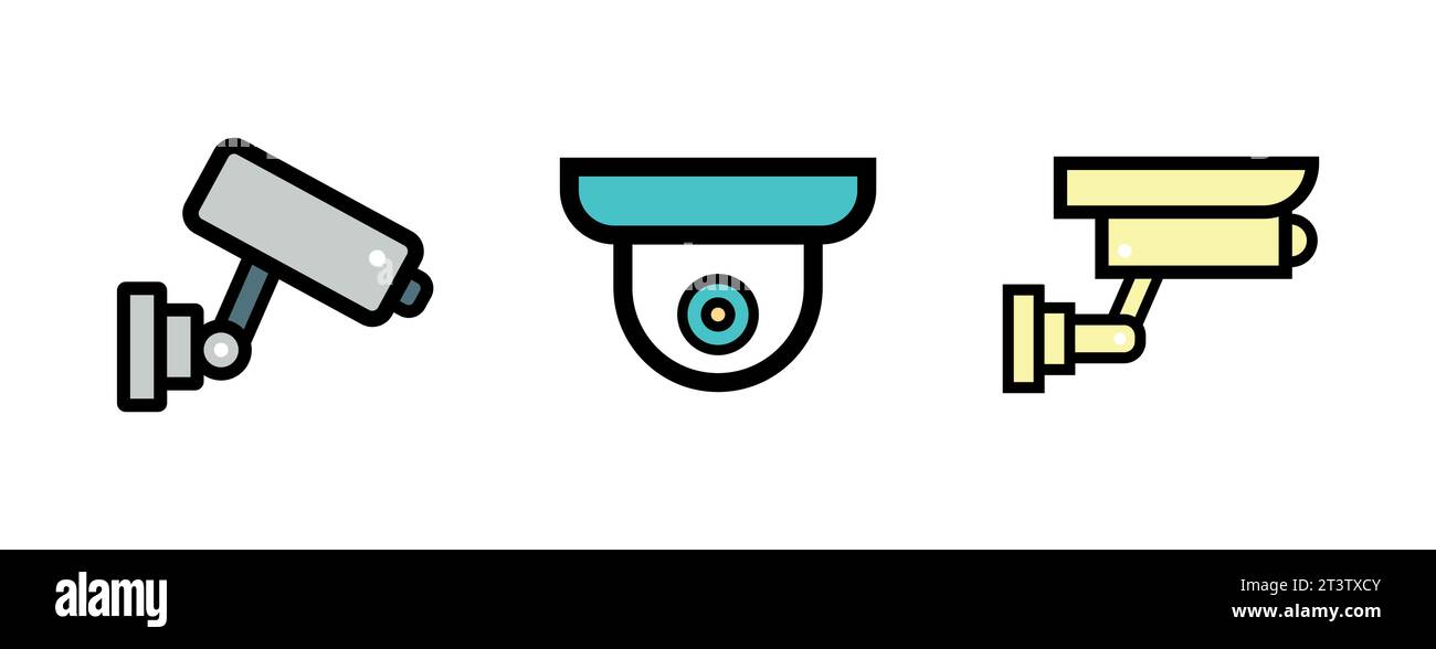 Security Camera Icon Vector Illustration. Security Camera Lineal Color Icon Stock Vector