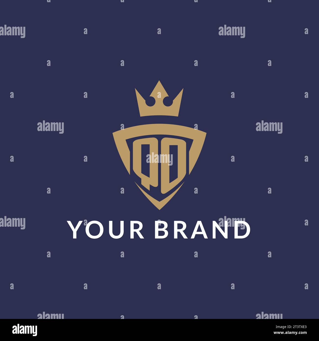 QO logo with shield and crown, monogram initial logo style vector file Stock Vector