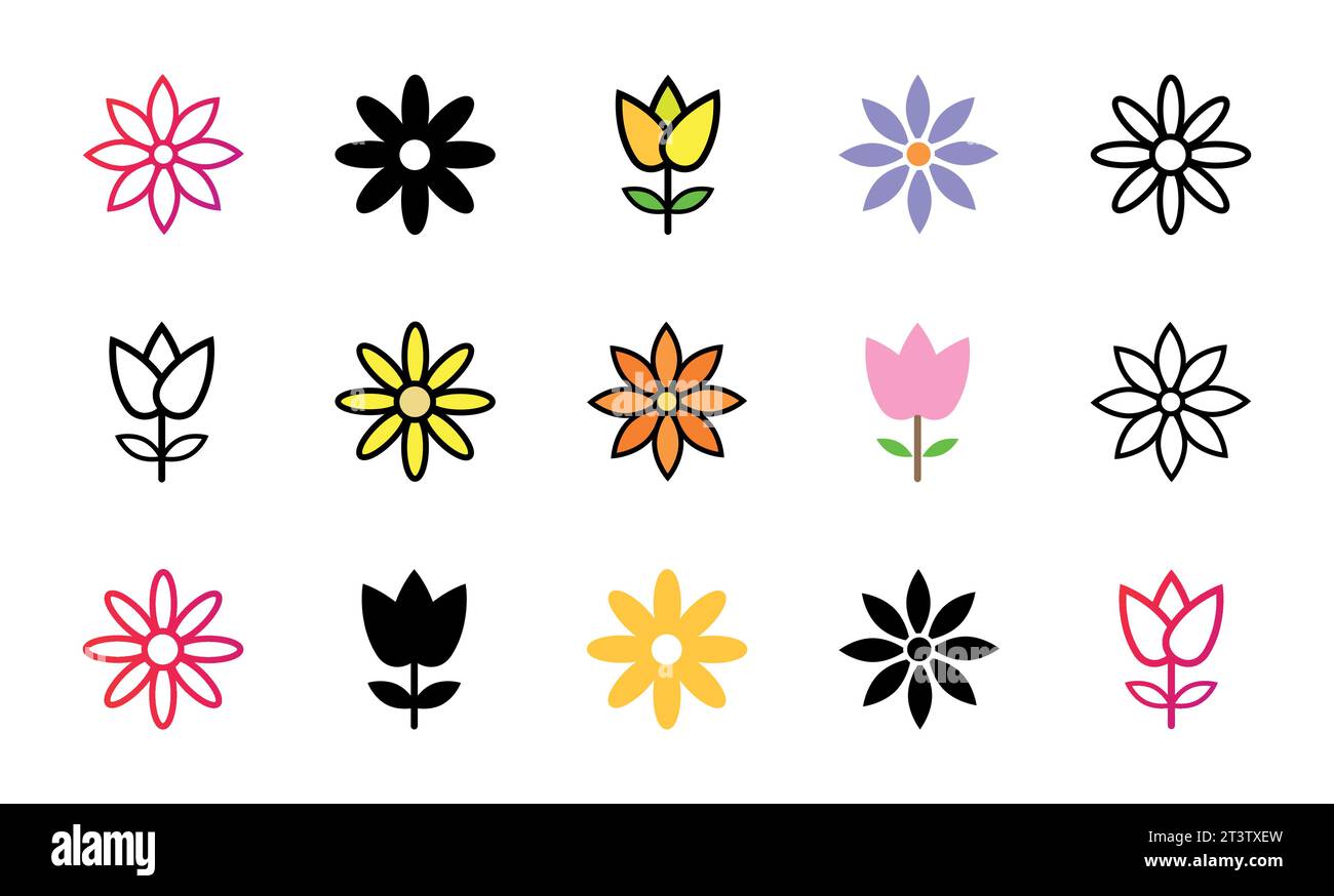 Flower Icon Set Vector Illustration Stock Vector Image & Art - Alamy