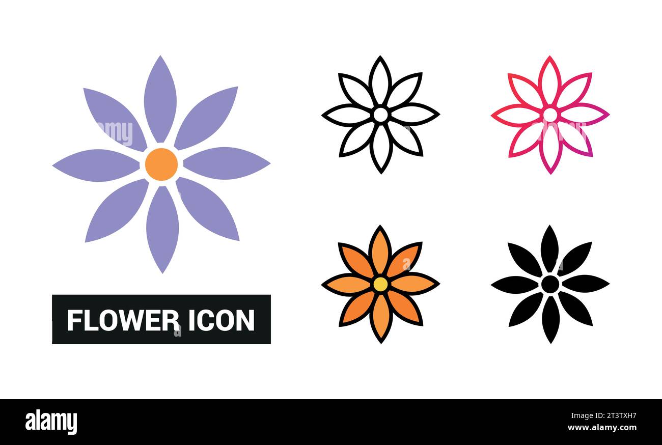 Flower Icon Set Vector Illustration Stock Vector Image & Art - Alamy
