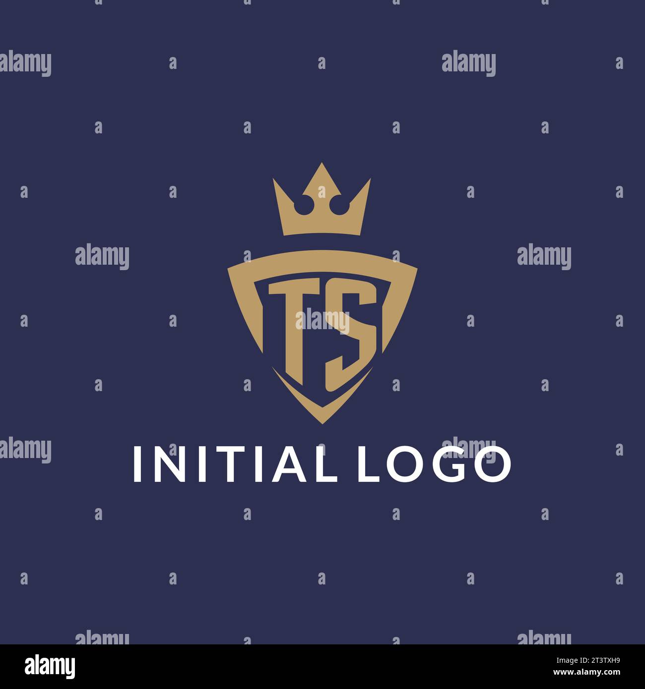 TS logo with shield and crown, monogram initial logo style vector file Stock Vector