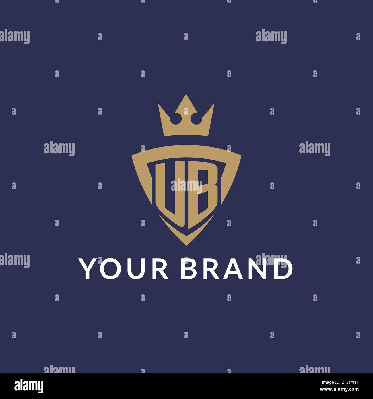 UB logo with shield and crown, monogram initial logo style vector file Stock Vector