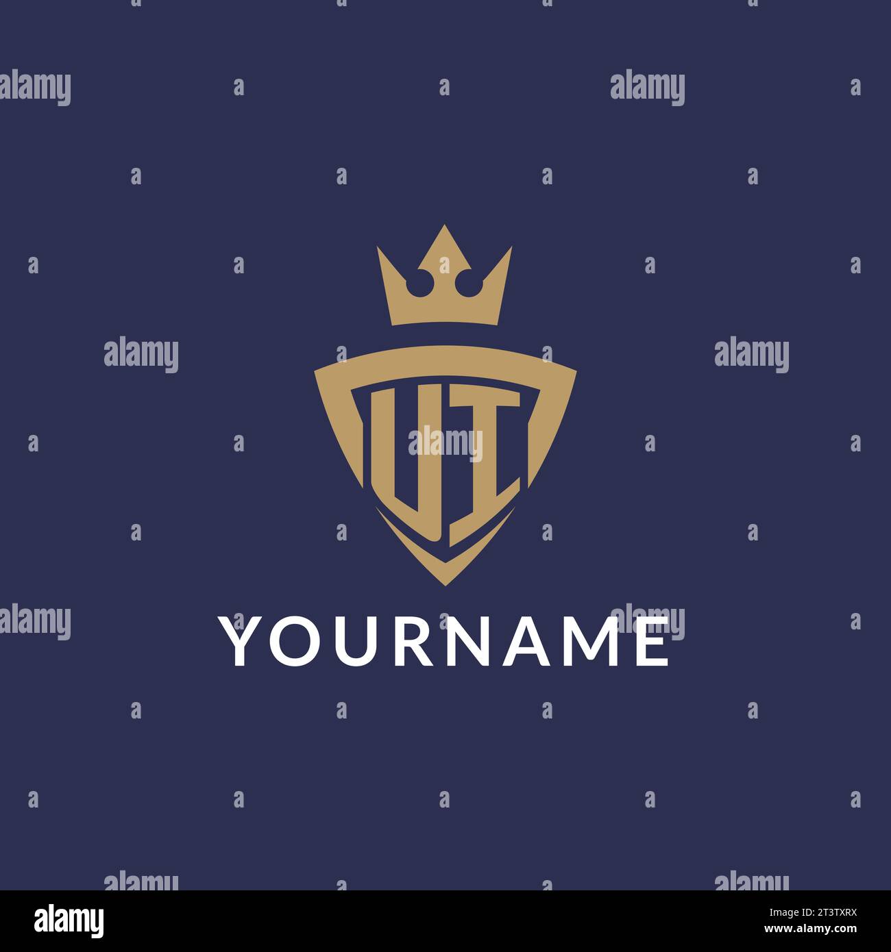 UI logo with shield and crown, monogram initial logo style vector file Stock Vector