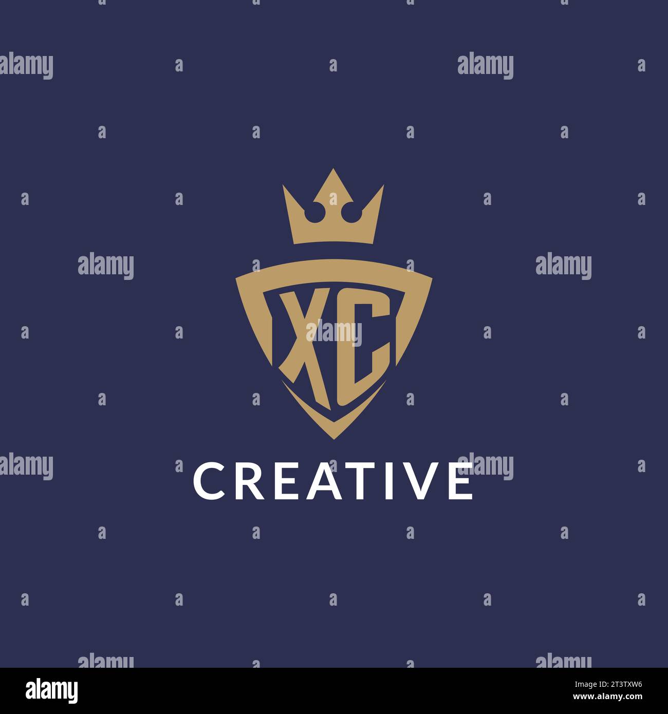 XC logo with shield and crown, monogram initial logo style vector file Stock Vector